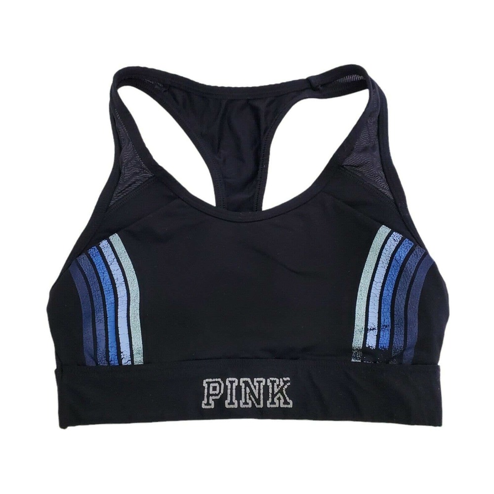 Victoria's Secret PINK Size XS Ultimate Sports Bra Black Wireless Racerback Bra